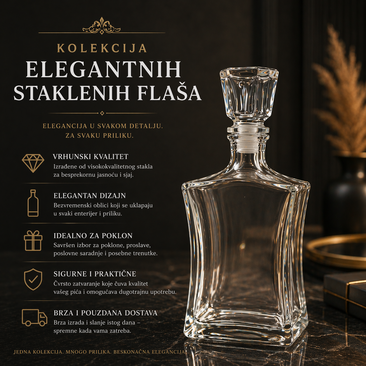 Elegantne staklene flaše