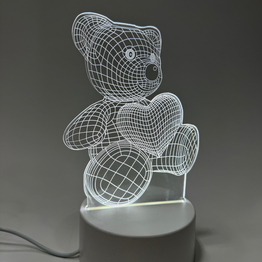 LED lampa od akrilnog stakla – Meda sa srcem